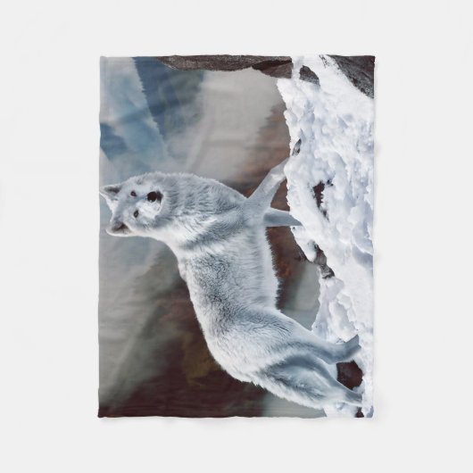 Arctic Wolf Fleece Deken (Voorkant)