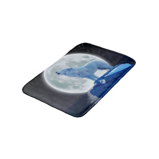 Arctic Wolf Howling op een Wintermaan Badmat (Gekanteld)