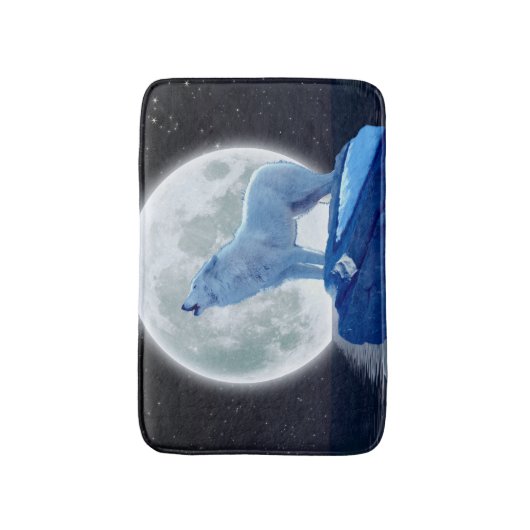 Arctic Wolf Howling op een Wintermaan Badmat (Voorkant Verticaal)