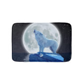 Arctic Wolf Howling op een Wintermaan Badmat (Voorkant)