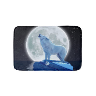 Arctic Wolf Howling op een Wintermaan Badmat