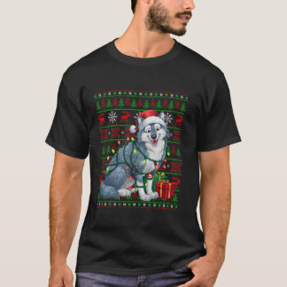 Arctic Wolf Xmas Lights Ugly Santa Hat Arctic Wolf T-shirt