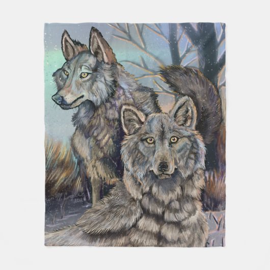 Arctic Wolves Wintery Fleece Deken (Voorkant)