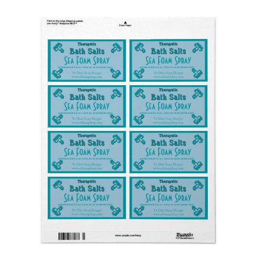 Arctisch blau aanpasbare zelfgemaakte badzouten etiket (Full Sheet)
