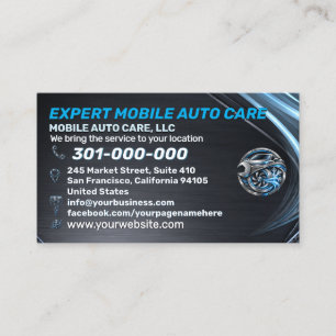 Arctisch Blauwe Auto AC Reparatie Custom Logo Meta Visitekaartje