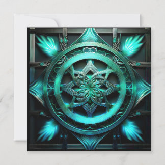 Arctisch Blauwe Mandala Stijl Fractal In Lijst Kaart