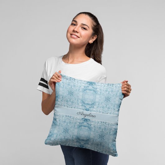 Arctisch comfort | Blauw & wit veerpatroon Kussen