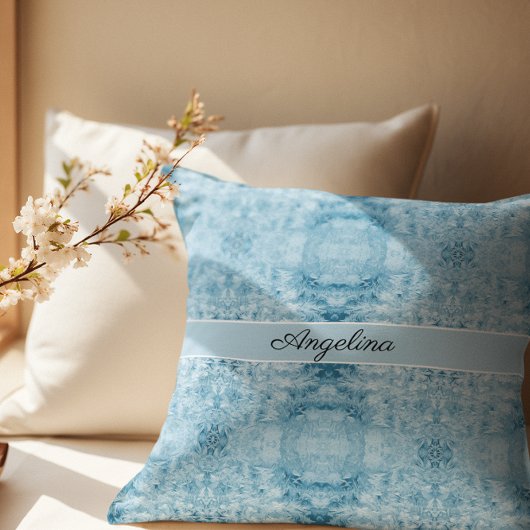 Arctisch comfort | Blauw & wit veerpatroon Kussen