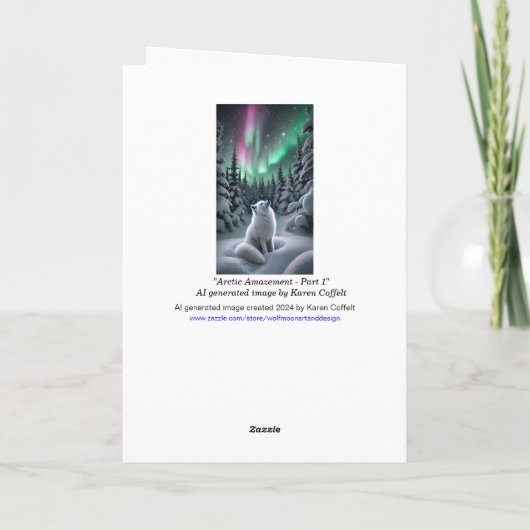 Arctisch Fox Aurora Borealis Winterwoud Feestdagen Kaart (Achterkant)