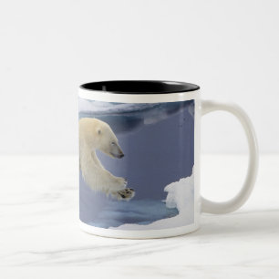 Arctisch gebied, Svalbard, Ijsbeer die zich uitstr Tweekleurige Koffiemok