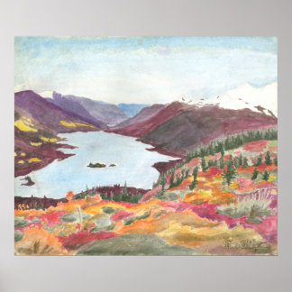 Arctisch meer in de herfst Waterverf: Print