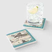 Arctisch Onderzetter, blauw en wit Stenen Onderzetter (Zijkant)