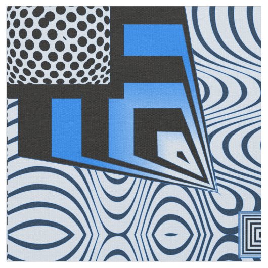 Arctisch op-Art Blue Stof (Close Up)
