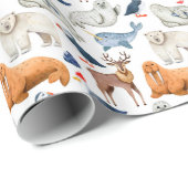 Arctisch patroon waterverf pool dieren zeehond wal cadeaupapier (Rol Hoek)