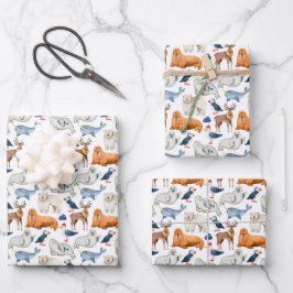 Arctisch patroon waterverf pool dieren zeehond wal inpakpapier vel