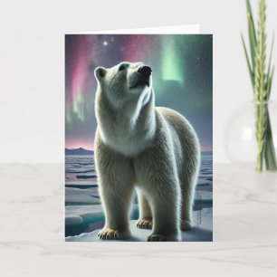 Arctisch Polar Beer Aurora Borealis Noorderlicht Feestdagen Kaart