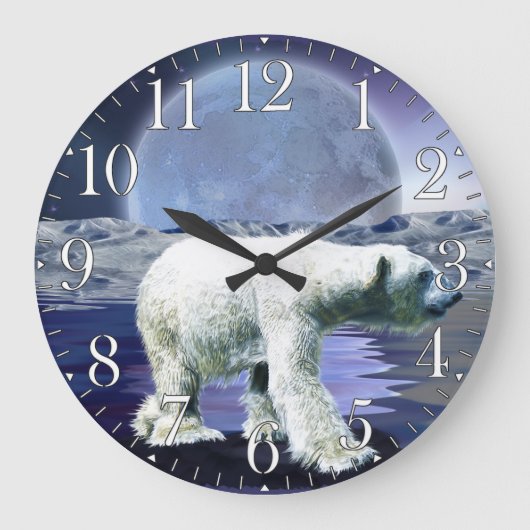 Arctisch Polar-Beer en Aurora Art-klok Grote Klok (Voorkant)