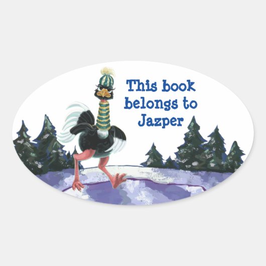 Arctisch struisvogel op de vlucht ovale sticker (Voorkant)