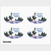 Arctisch struisvogel op de vlucht ovale sticker (Vel)