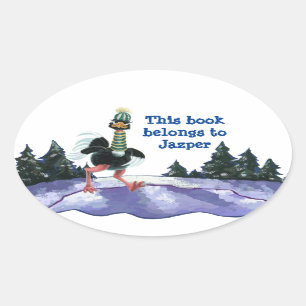 Arctisch struisvogel op de vlucht ovale sticker