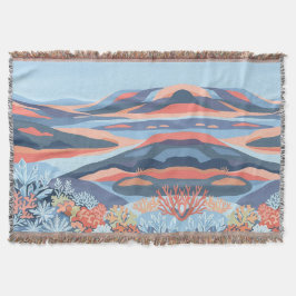 Arctisch Toendra Landschap Deken – Blauw & Koraal