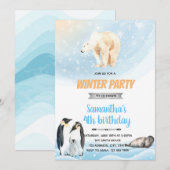 Arctisch winterfeest thema uitnodiging (Voorkant / Achterkant)