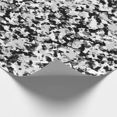 Arctisch Wit Grijs Zwart Camo Camouflage Feest Cadeaupapier (Hoek)