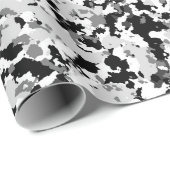 Arctisch Wit Grijs Zwart Camo Camouflage Feest Cadeaupapier (Rol Hoek)