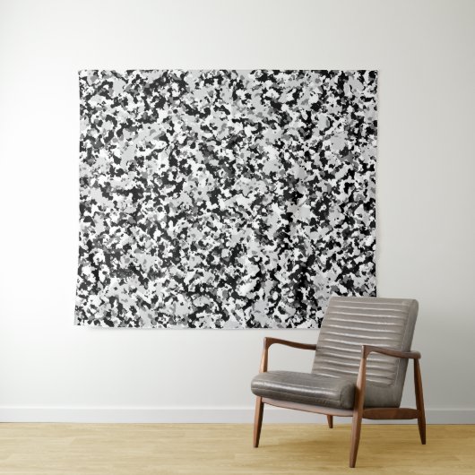 Arctisch Wit Grijs Zwart Camo Camouflagepatroon Wandkleed (In Situ (horizontaal))