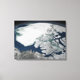 Arctisch zee-ijs boven Noord-Amerika Canvas Afdruk