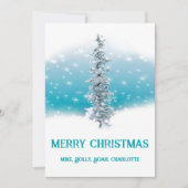 Arctische blauwe bevroren zilverspartijen feestdagenkaart (Voorkant)