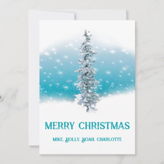 Arctische blauwe bevroren zilverspartijen feestdagenkaart (Voorkant)