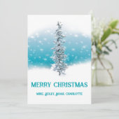 Arctische blauwe bevroren zilverspartijen feestdagenkaart (Staand voorkant)