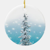 Arctische blauwe bevroren zilverspartijen keramisch ornament (Achterkant)