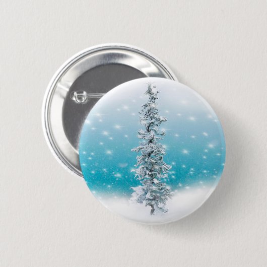 Arctische blauwe bevroren zilverspartijen ronde button 5,7 cm (Voorkant /achterkant)