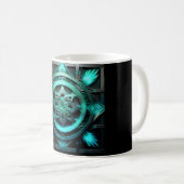 Arctische Blauwe Mandala Stijl Fractal In Frame Koffiemok (Voorkant rechts)