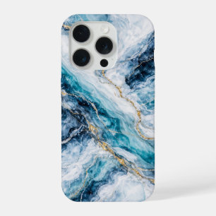Arctische blauwe marmeren telefoonhoes Icy White T iPhone 15 Pro Case