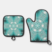 arctische caleidoscoop ovenwant & pannenlap set (Voorkant)