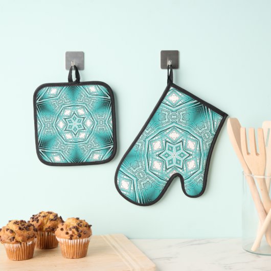 arctische caleidoscoop ovenwant & pannenlap set (Insitu(Ophanging))