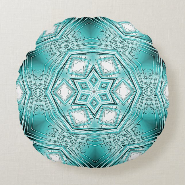 arctische caleidoscoop rond kussen (Voorkant)