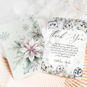 Arctische Dieren Baby Shower Bedankkaart