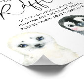 Arctische dieren Baby shower luidere rotatiesymboo Poster (Hoek)