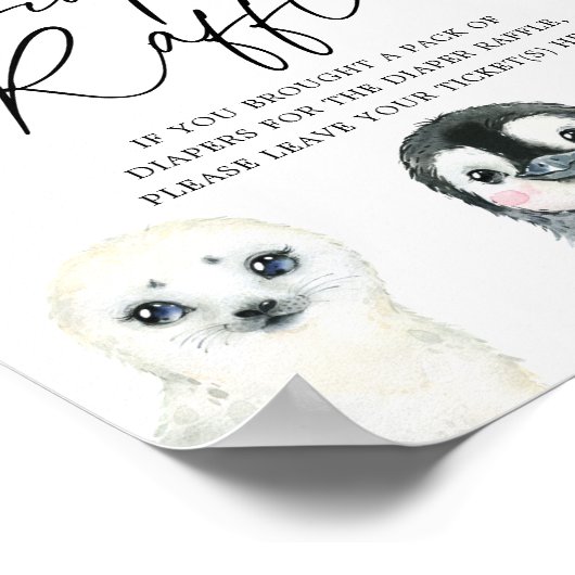 Arctische dieren Baby shower luidere rotatiesymboo Poster (Hoek)