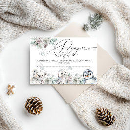 Arctische dieren Baby shower luier Raffle Informatiekaartje