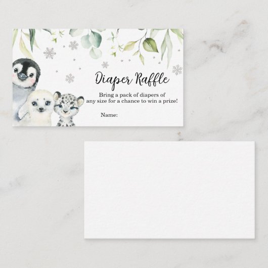 Arctische dieren Baby shower luier Raffle Visitekaartje (Voorkant / Achterkant)