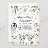 Arctische Dieren Baby Shower Uitnodiging (Voorkant / Achterkant)