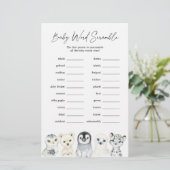 Arctische dieren Baby shower Word Scramble Game (Staand voorkant)