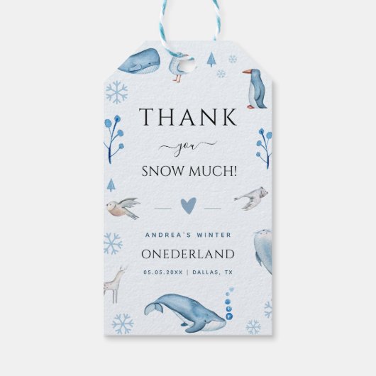 Arctische dieren Blauwe winter Onederland 1e verja Cadeaulabel (Achterkant)