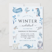 Arctische dieren Blauwe winter Onederland 1e verja Kaart (Voorkant)