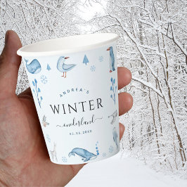 Arctische dieren Blauwe winter Onederland 1e verja Papieren Bekers